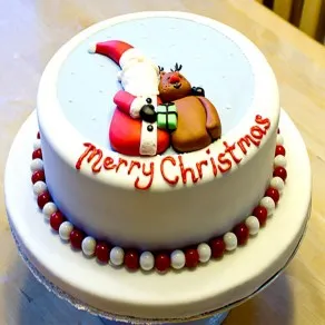 Merry Christmas Santa With Gingerbread Man Cake