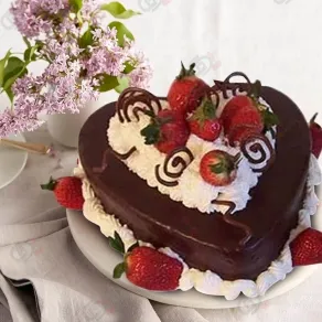 Black Forest Chocolate Heart Strawberry Cake