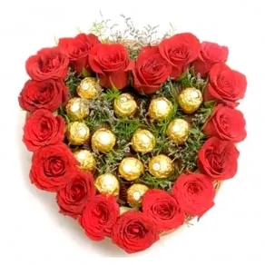 Heart-shaped arrangement is Love Rocher Chocolate Bouquet