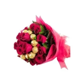 Rocher chocolates And Roses wrapped in fine quality red colored tissue wraps