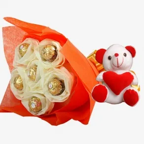 Ferrero Rocher Chocoloate Bouquet with Teddy Bear