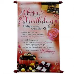 Birthday Scroll Card -Scroll Cards for Birthday wishes (Orange, 40 cm)