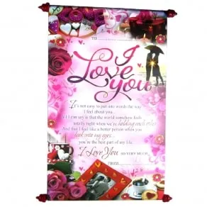 Scroll Cards -I Love You Scroll Card For Valentine / Anniversary Gift (Multi)