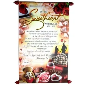 Scroll Cards -Sweet Heart Scroll Card For Valentine / Anniversary Gift (Multi)